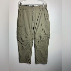 REI Men's L Olive Green Cargo Pants Waterproof Reversible Hem Fishing Outdoor